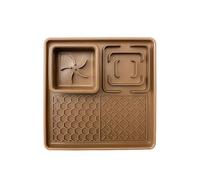 Gamelle à ventouse pour animal domestique - Tapis antidérapant en silicone avec double zone anti-étranglement pour chiens et chats (carré marron (assiette intérieure)