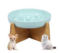 Gamelle Anti Glouton Chat Ceramique Bol pour Chat Surélevée avec Base Antidérapante Labyrinthe Interactif Gamelle Anti Glouton Petit Chien Plat Assiette Régime pour Alimentation Lente (Vert Clair)