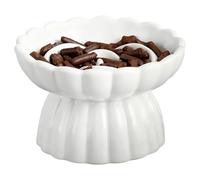 Gamelle Anti Glouton Chat Surélevée, Bol Anti Glouton Chat 14 cm en Céramique, Slow Feeder Chats Rond pour Croquettes et Pâtée, Gamelle Chats Antidérapante Lavable au Lave-Vaisselle (Blanc)