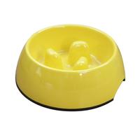 Gamelle anti-glouton chien 140 ml - alimentation lente mélamine jaune petit/moyen/grand Label