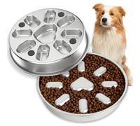 Gamelle anti-glouton pour chien en acier inoxydable 304 de 23 cm, adaptée à un usage alimentaire, gamelle pour chien avec tapis antidérapant, passe au lave-vaisselle, pour chiens de petite, moyenne et