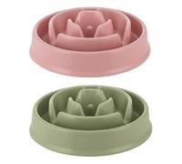 Gamelle anti-glouton pour chien - Gamelle anti-glouton pour une alimentation saine - Plat puzzle interactif - Lot de 19 x 20,6 x 5 cm (barbe à papa et vert prairie)