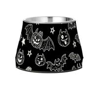 Gamelle antidérapante en acier inoxydable pour chat avec chauve-souris et monstres Noir