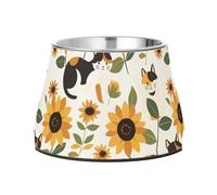 Gamelle antidérapante en acier inoxydable pour chat et chien Motif tournesol Jaune