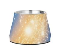 Gamelle antidérapante en acier inoxydable pour chats et chiens de taille moyenne Motif univers étoilé romantique Bleu et doré