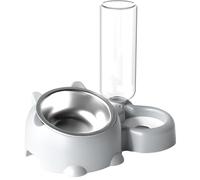 Gamelle avec distributeur d'eau - Double gamelle amovible pour chiens et chats - Gamelle antidérapante en acier inoxydable - Design incliné à 16° pour une alimentation ergonomique - Gamelle pour