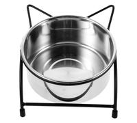 Gamelle Chat Double Support, Acier Inoxydable Noir, Anti-débordement | Design Relevé pour Petit Animal, Structure Démontable, Lignes Simples et Contemporaines, Usage Quotidien