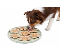 Gamelle Chat - gamelle pour Chien - Tapis de lechage Chien - Fleur Rond - Vert Clair - diamètre 20 cm - Silicone - avec ventouses - Nourriture Humide et Snacks