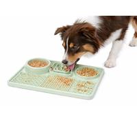 Gamelle Chat - gamelle pour Chien - Tapis de lechage Chien - Pengu rectangulaire - Vert Clair - 30,5x20,5 cm - Silicone - 2 en 1 - avec ventouses