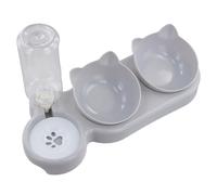 Gamelle Chat Surélevée, Distributeur d'eau 500 ML, Bol Chat 3 en 1, Conception de 15 ° D'Inclinaison, Protection la Colonne Cervicale, Bol de Nourriture pour Séparation Humide et Sèche, 40x14x22 cm