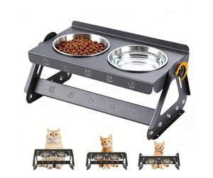Gamelle Chat Surélevée,Gamelle Eau Chat,Gamelles pour Chats INOX,l'angle Peut être Réglé de 0 à 15 Degrés et Hauteur de 8,5 à 16 cm, Ce Qui Rend Adapté aux Chats de Tous âges