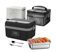 Gamelle Chauffante avec Batterie, 1L amovible en acier inoxydable, Lunch box Chauffante avec Chauffage Programmable, Rechargeable Lunch Box Chauffante Electrique pour Voyage,Bureau,École,Voiture (B)
