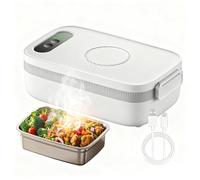 Gamelle Chauffante Batterie Rechargeable, Boite Chauffante Repas Sur Batterie 1l 40w Acier Inox Chauffage Rapide Gamelle Boîte Repas Amovible, Pour Bureau, école, Voyage, Voiture