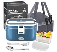 Gamelle Chauffante Electrique 1.8L, Lunch Box Chauffante 120W Chauffage Rapide, 12V/24V & 220V/240V, Boîte Repas Isotherme avec Sac et Accessoires, Facile à Nettoyer pour Maison, Bureau et Voiture