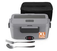 Gamelle Chauffante Electrique - Lunch Box Isotherme avec Minuterie - Boîte Repas Chaude Portable pour Bureau, Voiture, Camion - 1.8L en Acier Inoxydable Qualité Alimentaire - 110V/220V & 12V/24V