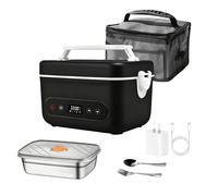 Gamelle Chauffante, Lunch Box Chauffante 1,2L avec 12000mAh Batterie, Maintenir au chaud, Chauffer, Programmer, Fonction de charge, Acier Inoxydable, Boite Chauffante Repas pour Voyage et Bureau (A)