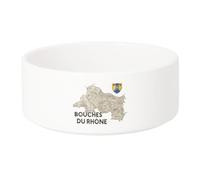 Gamelle Chien - Chat Céramique Bouches du Rhône 13 Marseille Departement Carte Ancienne PACA - 17.5cm