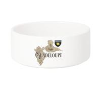 Gamelle Chien - Chat Céramique Guadeloupe 971 Département Ile Carte Ancienne Rare - 13cm