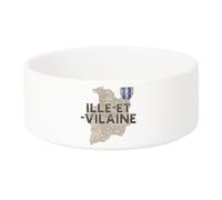 Gamelle Chien - Chat Céramique Ille et Vilaine 35 Departement Rennes Carte Ancienne Rare - 13cm