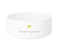 Gamelle Chien - Chat Céramique Je suis Une Princesse Dessin Couronne Jaune - 13cm