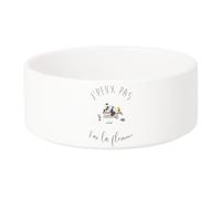 Gamelle Chien - Chat Céramique J'Peux Pas J'Ai La Flemme Humour Dessin Panda Avachi sur Bureau Animaux - 17.5cm