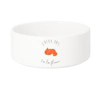Gamelle Chien - Chat Céramique J'Peux Pas J'Ai La Flemme Humour Dessin Renard Roux Mignon Animaux - 17.5cm