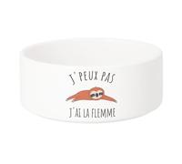 Gamelle Chien - Chat Céramique J'Peux Pas J'Ai la Flemme Paresseux Illustration - 13cm