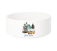Gamelle Chien - Chat Céramique New York Collage Amérique Voyage Carte Postale - 13cm