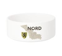 Gamelle Chien - Chat Céramique Nord 59 Departement Ch'ti Lille Carte Ancienne - 17.5cm