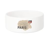 Gamelle Chien - Chat Céramique Paris 75 Departement Carte Ancienne Ile de France - 17.5cm