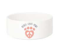 Gamelle Chien - Chat Céramique Peace Love Paws Cat Dog Pets Hippie - 13cm