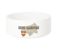 Gamelle Chien - Chat Céramique Seine Maritime 76 Département Carte Ancienne Rouen - 13cm