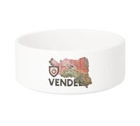 Gamelle Chien - Chat Céramique Vendée 85 Departement La Roche sur Yon Carte Ancienne - 17.5cm