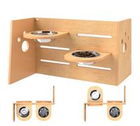 PawHut Gamelle Chien surélevée de 3 hauteurs Ajustables, gamelle pour Chien avec 2 Bols en Acier Inoxydable, Tapis d'alimentation Lente, Design séparé, pour Chiens Petits, Moyens et Grands, chêne