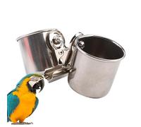 Gamelle d'alimentation pour oiseaux - Gamelle d'eau | En acier inoxydable | Tasse à eau pour cage à oiseaux | Tasse double face pour cage, bol à eau, double tasse à clipser pour inséparable,