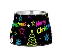 Gamelle de Noël en acier inoxydable pour petits chiens, motif flocons de neige, arc-en-ciel, noir, gamelles basiques pour petits chiens, moustaches, fatigue, platos de comida para perros