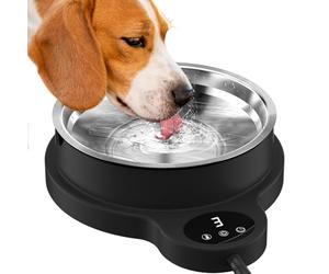 Gamelle d'eau chauffante pour chiens et chats d'extérieur - 100 W - Température réglable - Avec nœud amovible en acier inoxydable - Bain d'oiseaux chauffant pour l'hiver