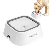 Gamelle d'eau pour chien avec disque flottant, 1,5 L, anti-débordement, anti-étouffement, sans déversement, pour chien, chat, chiot, chaton (blanc)