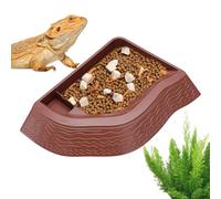 Gamelle d'eau pour reptiles - Alimentation décorative pour tortues, accessoire de soucoupe, bac à nourriture de tortue paysager pour habitat de terrarium, bain de trempage fonctionnel spot de bain de