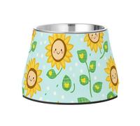 Gamelle d'été en forme de tournesol frais et esthétique pour animaux domestiques - En acier inoxydable antidérapant - Pour chiens, chats, lapins, oiseaux
