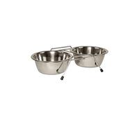 Kerbl Chien Gamelles Inox et Support 2x1800 ml, Argent