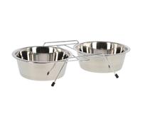 Kerbl Gamelles pour chien en inox avec support 2 x 1800 ml Argent