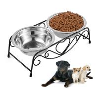 Gamelle double en acier inoxydable pour animal domestique Diamètre 13,5 cm Gamelle pour animaux domestiques Support en acier pour chat chiot Gamelle d'eau et de nourriture