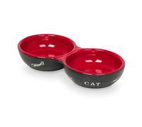 Gamelle double en céramique pour chat Nobby Pet Cat Noir 130 ml