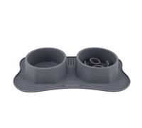 Gamelle Double en Silicone pour Chiens et Chats, Ensemble Gamelles Alimentation et Eau avec Tapis Anti - Déversement, Idéal pour Repas Lents et Propres (Petite Taille)