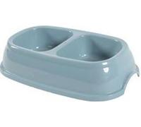 Gamelle double plastique antidérapante chien 2x0,4l bleu Zolux