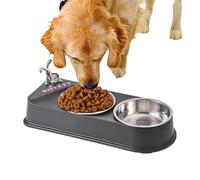 Gamelle double pour animaux de compagnie, mangeoire antidérapante, gamelles en acier inoxydable faciles à nettoyer et à entretenir pour chats, chiens et petits animaux de compagnie, 32,8 x 13,5 x 6,9