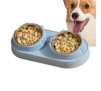 Gamelle double pour chat - 33 x 17 x 5 cm - En acier inoxydable - Double bol surélevé - Ne renverse pas d'eau et de restes de nourriture pour chats et chiots