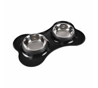 Gamelle Double pour Chien "Forme Os" 45cm Noir