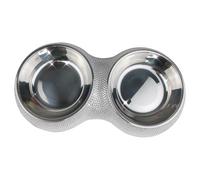 Gamelle double pour chien pour nourriture et eau - 320 ml - En acier inoxydable - Avec station en résine antidérapante et strass - Fait à la main - Pour stocker des aliments secs, des aliments humides